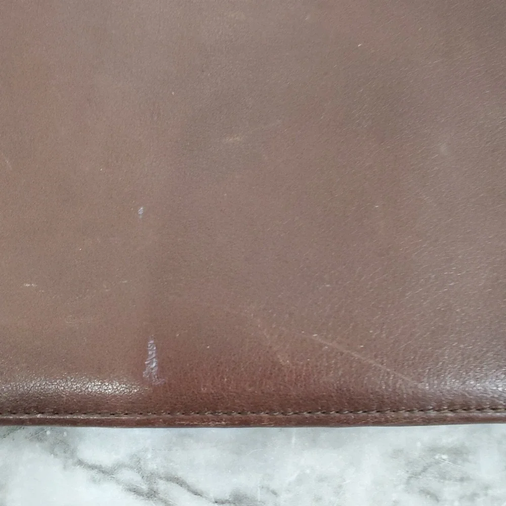 TUMI‎ Brown Leather Long Bifold Wallet Organizer Multiple Card Slots & ID Window